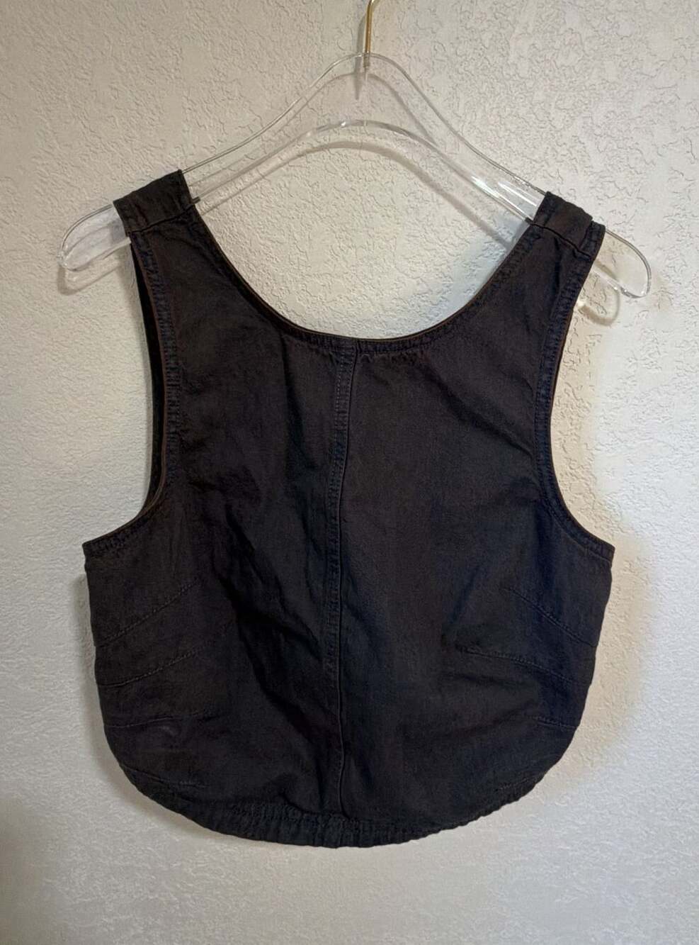 Free People Tank Top Size S Black Cotton Crop Zip Back Sleeveless